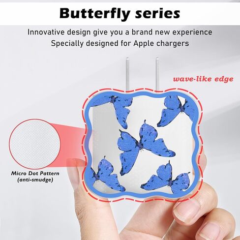 واقي كابل لطيف DIY لشاحن iPhone، تصميم فراشة لامعة، كابل بيانات موجات USB شاحن خط بيانات سلك موفر شاحن الهاتف متوافق مع iPhone 11 12 13 14 Pro Max Plus XS in Saudi Arabia