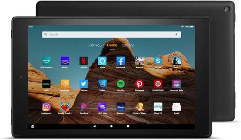 جهاز لوحي Fire HD 10 (شاشة 10.1 بوصة بدقة 1080 بكسل عالية الدقة وسعة 64 جيجابايت) - أسود - بدون إعلانات شاشة القفل (إصدار 2019) in Saudi Arabia