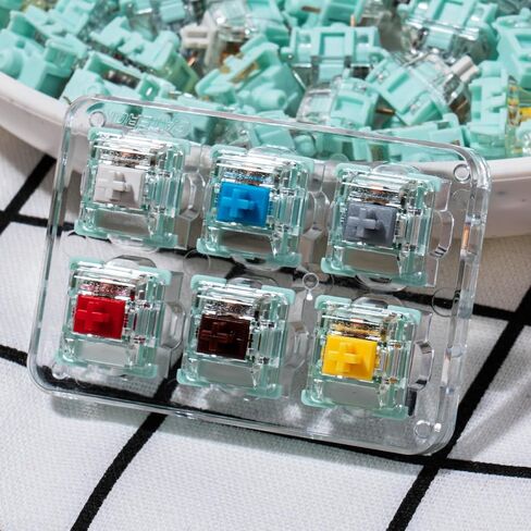 Gateron Jade Series Pre-Lubed Clicky Blue Keyboard Switch,3-Pin 60gf Double Spring Switche,for MX Gaming Mechanical Keyboard(Jade Blue,10PCS) in Kuwait