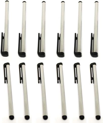 ASC 12 x Stylus Pen 4 Inch Stylus for iPhone, Samsung, Ipad, iPod, and All Touch Screen Devices - 1 Dozen (Silver) in Kuwait