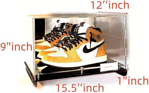 Football, Shoe Sneakers Shelf Wall Mount Acrylic Display Case Memorabilia Box UV Floating Box (1 Shoe 15x9x9) in Saudi Arabia