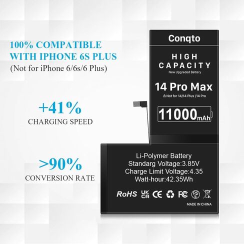 [11000 مللي أمبير] بطارية مطورة لهاتف iPhone 14 pro max، إصدار جديد 2024، بطارية بديلة فائقة السعة 0 دورة لهاتف iPhone 14 pro max A2894، A2651، A2893، A2895 مع مجموعة أدوات إصلاح احترافية in Kuwait