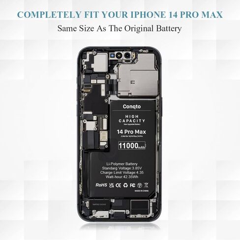 [11000 مللي أمبير] بطارية مطورة لهاتف iPhone 14 pro max، إصدار جديد 2024، بطارية بديلة فائقة السعة 0 دورة لهاتف iPhone 14 pro max A2894، A2651، A2893، A2895 مع مجموعة أدوات إصلاح احترافية in Kuwait