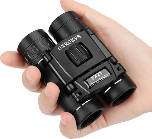 Small Binoculars for Adults and Kids,Pocket Compact Binoculars for Bird Watching,Mini Lightweight High Powered Folding Binoculars for Cruise Ship,Traveling by UNROEVS.(Black,8X21 in Kuwait