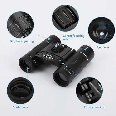 Small Binoculars for Adults and Kids,Pocket Compact Binoculars for Bird Watching,Mini Lightweight High Powered Folding Binoculars for Cruise Ship,Traveling by UNROEVS.(Black,8X21 in Kuwait
