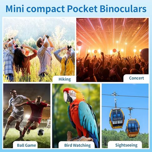 Small Binoculars for Adults and Kids,Pocket Compact Binoculars for Bird Watching,Mini Lightweight High Powered Folding Binoculars for Cruise Ship,Traveling by UNROEVS.(Black,8X21 in Kuwait