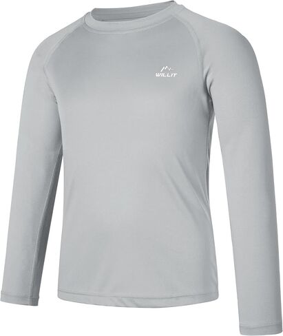 Willit Boy's UPF 50+ Sun Protection Shirt Long Sleeve Rash Guard Swim Shirts Youth SPF Fishing Quick Dry Shirt White/White S in Saudi Arabia