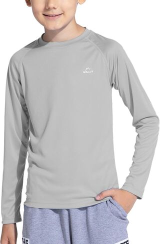 Willit Boy's UPF 50+ Sun Protection Shirt Long Sleeve Rash Guard Swim Shirts Youth SPF Fishing Quick Dry Shirt White/White S in Saudi Arabia