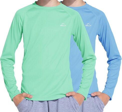 Willit Boy's UPF 50+ Sun Protection Shirt Long Sleeve Rash Guard Swim Shirts Youth SPF Fishing Quick Dry Shirt White/White S in Saudi Arabia