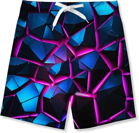 uideazone Big Boys Swimming Trunks Funny 3D All Over Print Blue Skull Bathing Suit Swimwear Stylish Shark Swimsuit Activities Shorts with Mesh Lining in Saudi Arabia