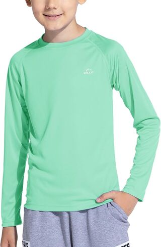 Willit Boy's UPF 50+ Sun Protection Shirt Long Sleeve Rash Guard Swim Shirts Youth SPF Fishing Quick Dry Shirt White/White S in Saudi Arabia