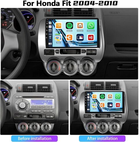 [2+64G] ستيريو سيارة Android 13 لسيارة Honda Fit 2004-2010 مع Apple Carplay&Android Auto، راديو سيارة بشاشة تعمل باللمس 9 بوصة مع وصلة مرآة GPS WiFi Bluetooth FM/RDS SWC Dual USB/AUX-in+كاميرا احتياطية in Saudi Arabia