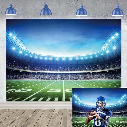 ملعب كرة القدم خلفية ملعب كرة القدم الأمريكية AuditoriumLight الرجبي الرياضة كرة القدم تحت عنوان خلفية التصوير الفوتوغرافي للطفل (7X5FT) in Kuwait