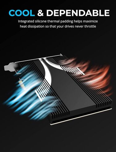 بطاقة SABRENT M.2 NVMe SSD إلى PCIe x16 بدون أدوات (AIC) مع مبدد حراري من الألومنيوم، ومحول M.2 PCIe لمحركات الأقراص SSD Gen5 PCIe 5.0، متوافق مع الإصدارات السابقة مع أجيال PCIe السابقة (EC-TFPE) in Kuwait