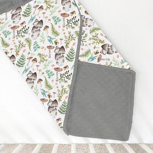 غابة الفطر غابة مينكي بطانية طفل لفتاة صبي مع دعم منقط طبقة مزدوجة المائية الفطر الأخضر يترك لينة قماط تلقي بطانية حديثي الولادة طفل رضيع الحضانة يلقي السرير 30x40 in Kuwait