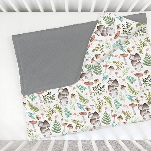 غابة الفطر غابة مينكي بطانية طفل لفتاة صبي مع دعم منقط طبقة مزدوجة المائية الفطر الأخضر يترك لينة قماط تلقي بطانية حديثي الولادة طفل رضيع الحضانة يلقي السرير 30x40 in Kuwait