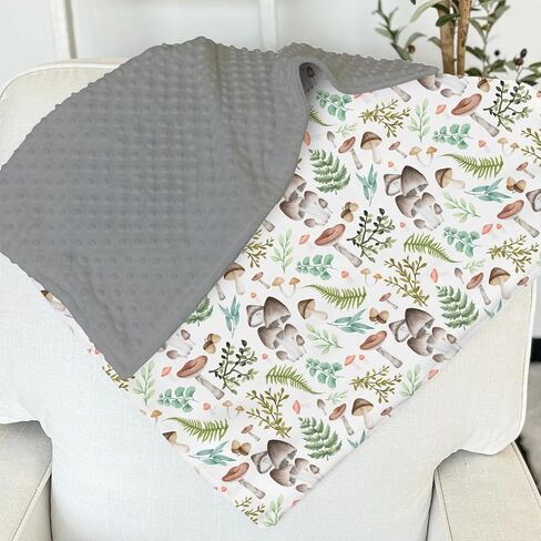 غابة الفطر غابة مينكي بطانية طفل لفتاة صبي مع دعم منقط طبقة مزدوجة المائية الفطر الأخضر يترك لينة قماط تلقي بطانية حديثي الولادة طفل رضيع الحضانة يلقي السرير 30x40 in Kuwait