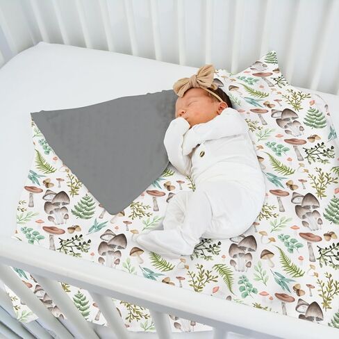 غابة الفطر غابة مينكي بطانية طفل لفتاة صبي مع دعم منقط طبقة مزدوجة المائية الفطر الأخضر يترك لينة قماط تلقي بطانية حديثي الولادة طفل رضيع الحضانة يلقي السرير 30x40 in Kuwait