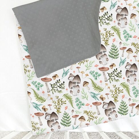 غابة الفطر غابة مينكي بطانية طفل لفتاة صبي مع دعم منقط طبقة مزدوجة المائية الفطر الأخضر يترك لينة قماط تلقي بطانية حديثي الولادة طفل رضيع الحضانة يلقي السرير 30x40 in Kuwait