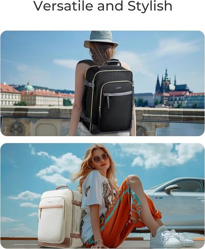 BAGSMART Travel Backpack for Women, Large 40L Carry-On Backpack Fits 17.3 Inch Laptop, TSA Approved Water-Resistant Weekender Gym Backpack, Black in Saudi Arabia