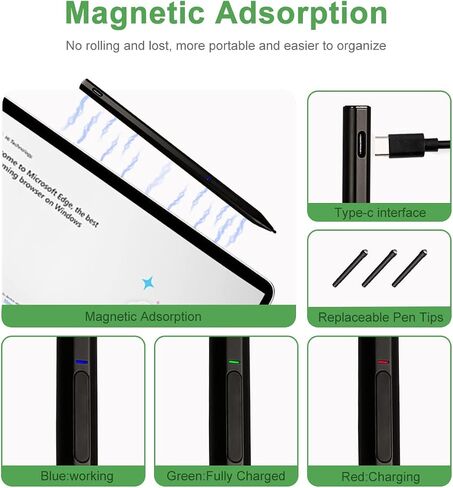 MPP 2.0 Stylus Pen for HP Envy X360 Specter X360 Pavilion x360 2-in-1 Laptops with 4096 Pressure Sensitivity and Palm Rejection Genuine Digital HP Pen Replacement Black in Saudi Arabia