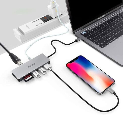 USB C Hub,7 in 1 USB Type C Adapter with 4K HDMI, 2 USB 2.0 Ports,1 USB 3.0 Port, USB C/PD Charging Port, SD TF Card Reader Ports for Connected to All USB C Devices in Saudi Arabia