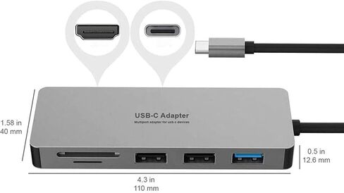 USB C Hub,7 in 1 USB Type C Adapter with 4K HDMI, 2 USB 2.0 Ports,1 USB 3.0 Port, USB C/PD Charging Port, SD TF Card Reader Ports for Connected to All USB C Devices in Saudi Arabia