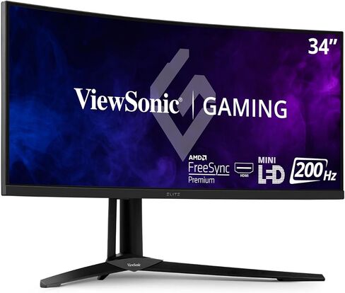 ViewSonic XG340C-2K 34 Inch 1440p Ultra-Wide QHD Curved Gaming Monitor with 1ms, 180Hz, FreeSync Premium Pro, HDR 400, HDMI 2.1, DisplayPort, and USB C for Esports in Kuwait