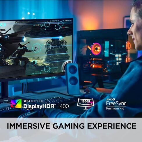 ViewSonic XG340C-2K 34 Inch 1440p Ultra-Wide QHD Curved Gaming Monitor with 1ms, 180Hz, FreeSync Premium Pro, HDR 400, HDMI 2.1, DisplayPort, and USB C for Esports in Kuwait