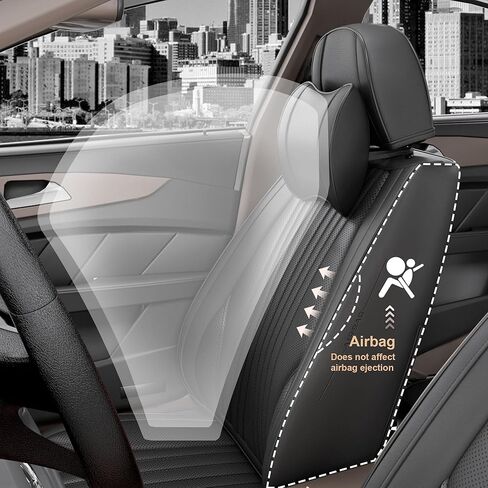 5 قطع من أغطية مقاعد السيارة الأمامية والخلفية LB، مجموعة كاملة من واقيات مقاعد السيارة من جلد نابا المقاوم للماء مع مساند للرأس، ملاءمة داخلية عالمية للسيارات لشاحنات البيك أب السيدان، أسود in Kuwait
