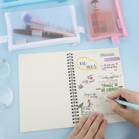 3 Pieces Pencil Pouch Clear Makeup Bags Nylon Mesh Pen Pouch with Zipper Pencil Case Stationery Storage Bag for Home Office Supplies Cosmetics Travel Accessories (Black, White, Grey) in Kuwait