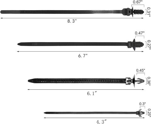 100 قطعة كابل تثبيت عالمي بسحاب وربطة عنق وربطات تثبيت وربطات أسلاك لتثبيت السيارة في السيارة وربطات أسلاك ومشابك تثبيت وربط الأسلاك لربط الأسلاك الداخلية وبناء السيارات وما إلى ذلك in Kuwait