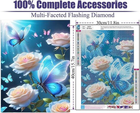 Diamond Painting Kits for Adults, Flowers DIY 5D Diamond Art Kits for Beginners, Full Drill Flower Stained Glass Diamond Painting Kits for Home Wall Decoration 16x20inch in Saudi Arabia