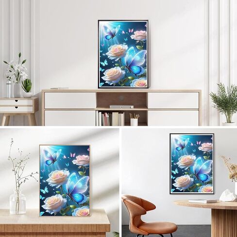 Diamond Painting Kits for Adults, Flowers DIY 5D Diamond Art Kits for Beginners, Full Drill Flower Stained Glass Diamond Painting Kits for Home Wall Decoration 16x20inch in Saudi Arabia