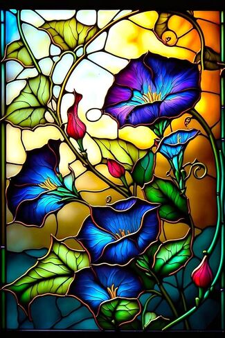 Diamond Painting Kits for Adults, Flowers DIY 5D Diamond Art Kits for Beginners, Full Drill Flower Stained Glass Diamond Painting Kits for Home Wall Decoration 16x20inch in Saudi Arabia