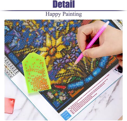 مجموعات الطلاء الماسي للبالغين، مجموعات فنية ماسية خماسية الأبعاد للزهور للمبتدئين، مجموعات طلاء ألماس من الزجاج الملون على شكل زهرة كاملة لتزيين الحائط المنزلي مقاس 16 × 20 بوصة in Kuwait