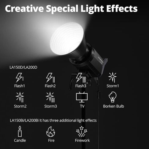 مصباح فيديو Godox LITEMON LA200D 230W LED، 101000lux@1m، 5600K CRI 96+ TLCI 97+ إخراج مستمر Bowens Mount Studio Light يدعم التحكم في تطبيق البلوتوث (LA200D ضوء أبيض) in Saudi Arabia