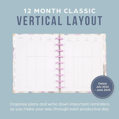 Happy Planner Disc-Bound 12-Month Planner, July 2024–June 2025 Daily Planner, Color-Block Layout, Classic Size, Camping Nostalgia, 72 Pages, 12 Dividers, 2 Sticker Sheets, 7" x 9 3/4" in Saudi Arabia