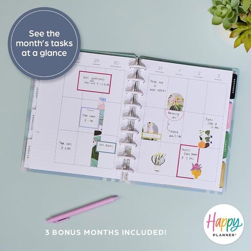 Happy Planner Disc-Bound 12-Month Planner, July 2024–June 2025 Daily Planner, Color-Block Layout, Classic Size, Camping Nostalgia, 72 Pages, 12 Dividers, 2 Sticker Sheets, 7" x 9 3/4" in Saudi Arabia