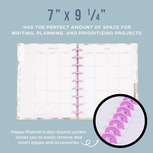 Happy Planner Disc-Bound 12-Month Planner, July 2024–June 2025 Daily Planner, Color-Block Layout, Classic Size, Camping Nostalgia, 72 Pages, 12 Dividers, 2 Sticker Sheets, 7" x 9 3/4" in Saudi Arabia