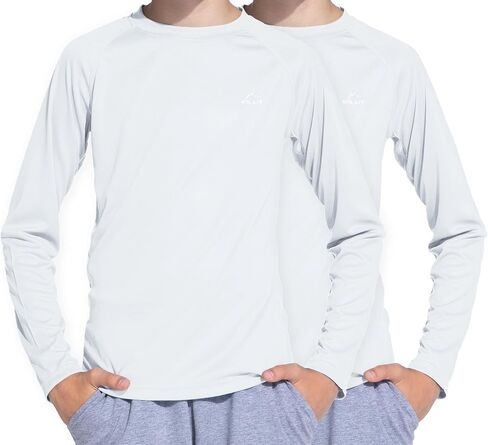 Willit Boy's UPF 50+ Sun Protection Shirt Long Sleeve Rash Guard Swim Shirts Youth SPF Fishing Quick Dry Shirt Gray/Blue S in Saudi Arabia