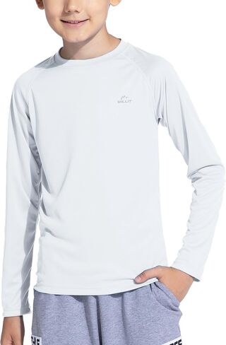 Willit Boy's UPF 50+ Sun Protection Shirt Long Sleeve Rash Guard Swim Shirts Youth SPF Fishing Quick Dry Shirt Gray/Blue S in Saudi Arabia