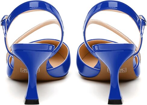 Women's Pumps, Pointed Toe Mid Heel with Buckle Ankle Strap, Fashion Solid Rhinestones Backstrap Pump for Women in Kuwait