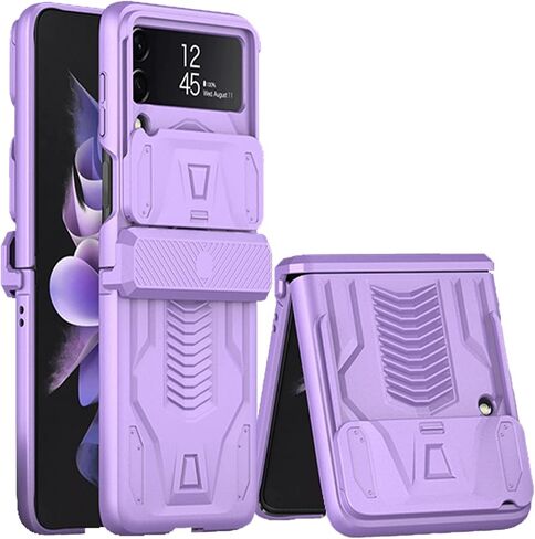 for Samsung Galaxy Z Flip 3 Case with Hinge Protection Device and Sliding Camera Protection Cover,Military-Grade Armor Protection Case for Samsung Z Flip 3 5G (Black) in Saudi Arabia