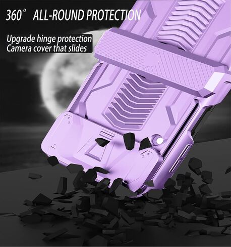 for Samsung Galaxy Z Flip 3 Case with Hinge Protection Device and Sliding Camera Protection Cover,Military-Grade Armor Protection Case for Samsung Z Flip 3 5G (Black) in Saudi Arabia