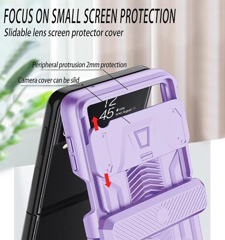 for Samsung Galaxy Z Flip 3 Case with Hinge Protection Device and Sliding Camera Protection Cover,Military-Grade Armor Protection Case for Samsung Z Flip 3 5G (Black) in Saudi Arabia
