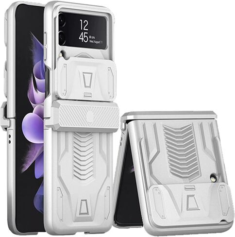 for Samsung Galaxy Z Flip 3 Case with Hinge Protection Device and Sliding Camera Protection Cover,Military-Grade Armor Protection Case for Samsung Z Flip 3 5G (Black) in Saudi Arabia