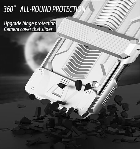 for Samsung Galaxy Z Flip 3 Case with Hinge Protection Device and Sliding Camera Protection Cover,Military-Grade Armor Protection Case for Samsung Z Flip 3 5G (Black) in Saudi Arabia