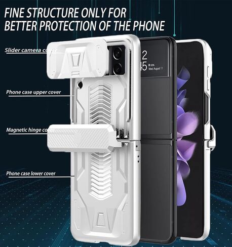 for Samsung Galaxy Z Flip 3 Case with Hinge Protection Device and Sliding Camera Protection Cover,Military-Grade Armor Protection Case for Samsung Z Flip 3 5G (Black) in Saudi Arabia