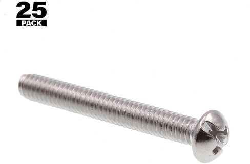 Prime-Line 9003702 Machine Screw, Round Head, Slotted/Phillips Combo, #8-32 X 1-1/4 in, Grade 18-8 Stainless Steel, Pack of 25 in Saudi Arabia